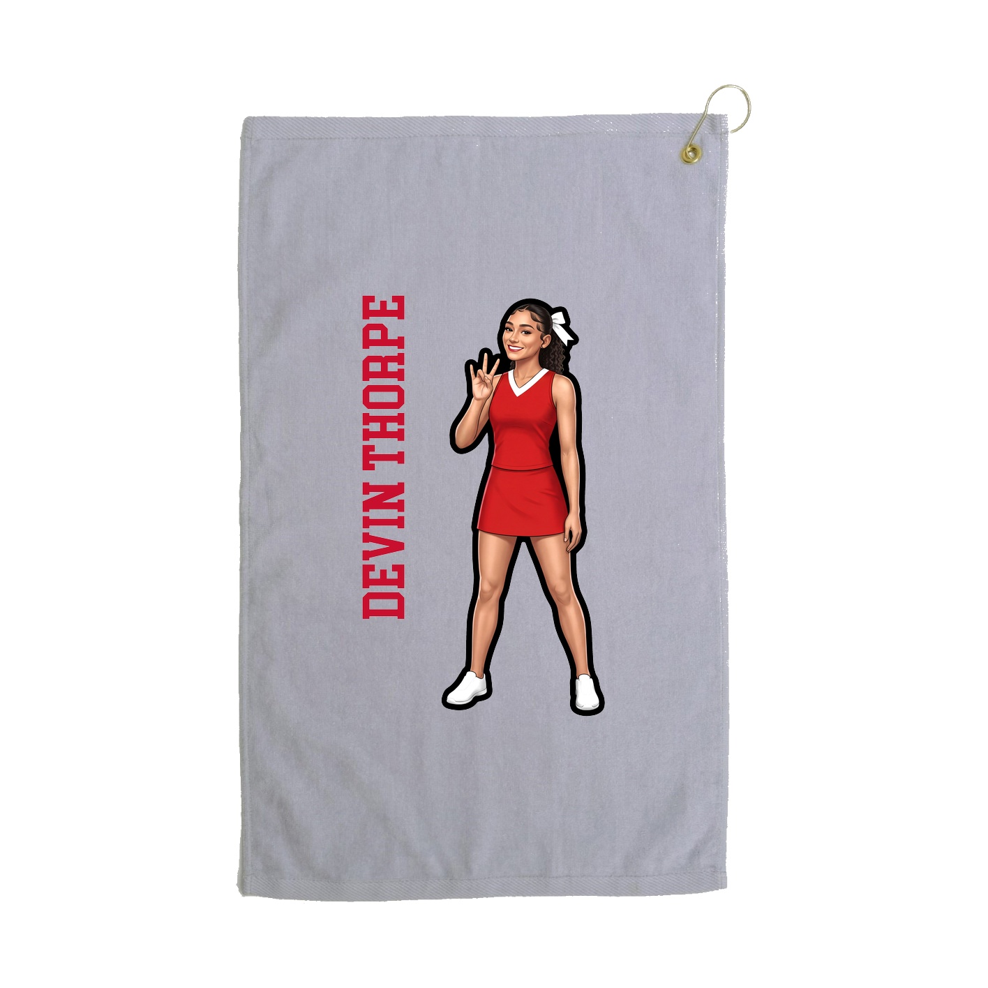 Golf Towel — Name Vertical in Grey