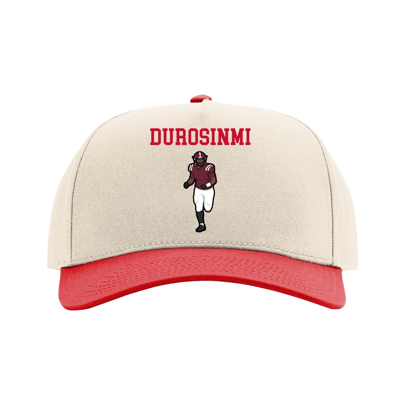 Full Fabric Five-Panel Champ Cap — Shirsey in Cream/Red