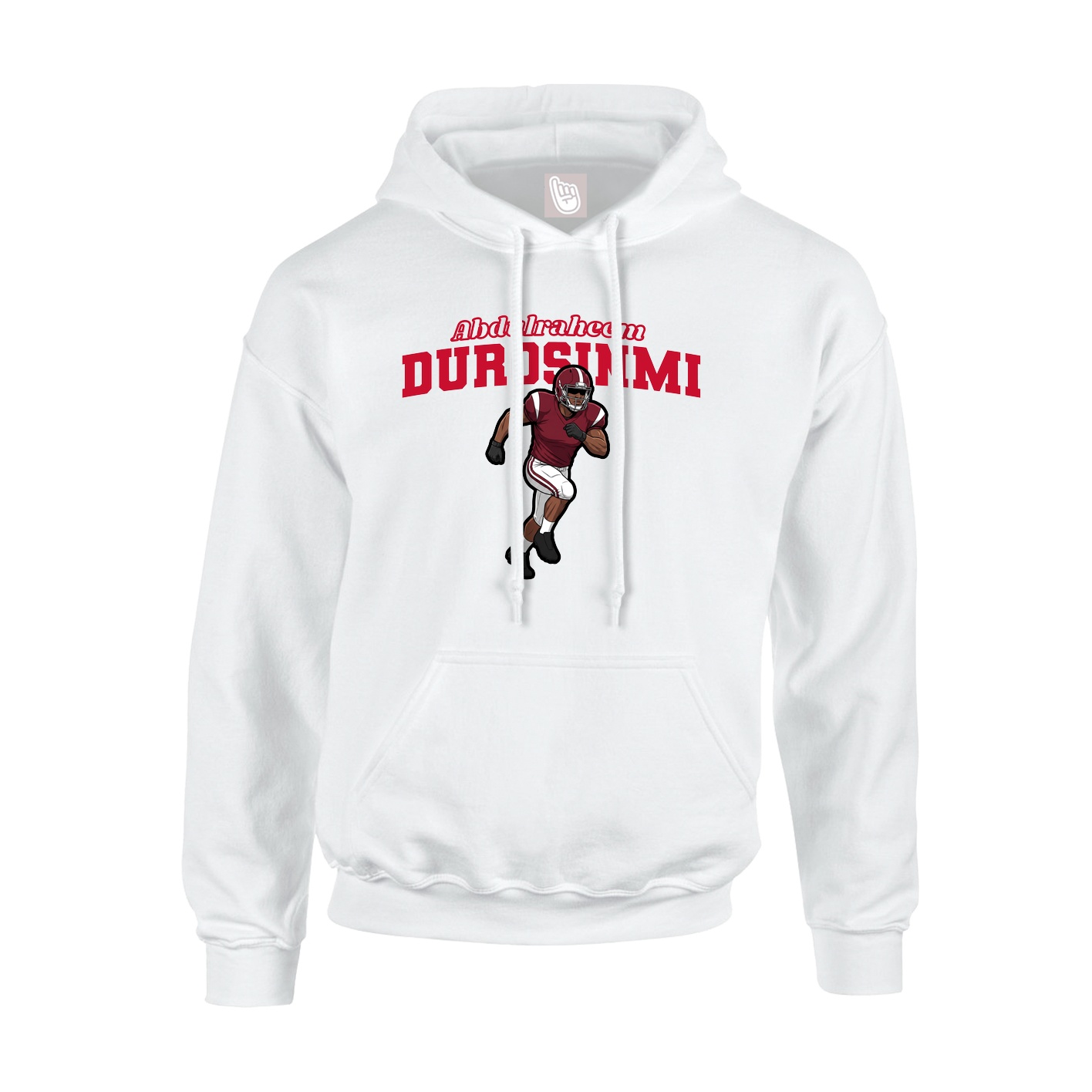 Youth Hoodie — Name Arch in White