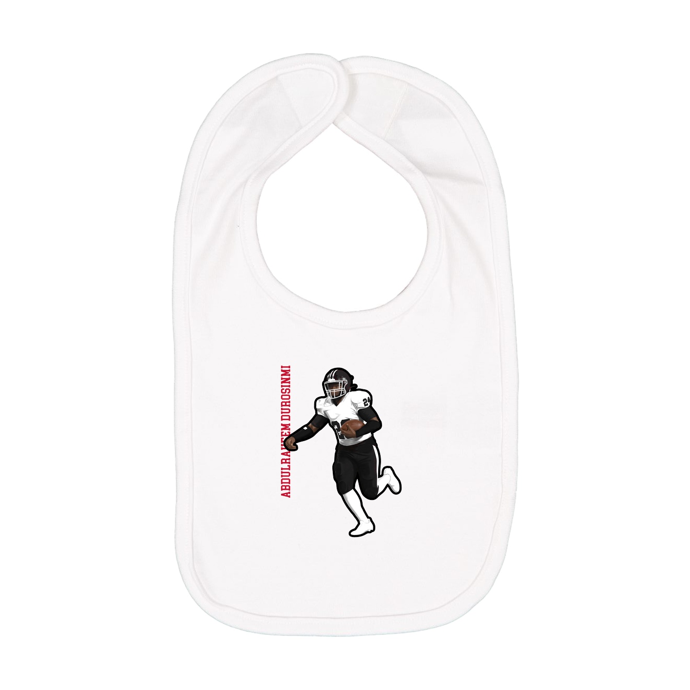 Infant Bib — Name Vertical in White