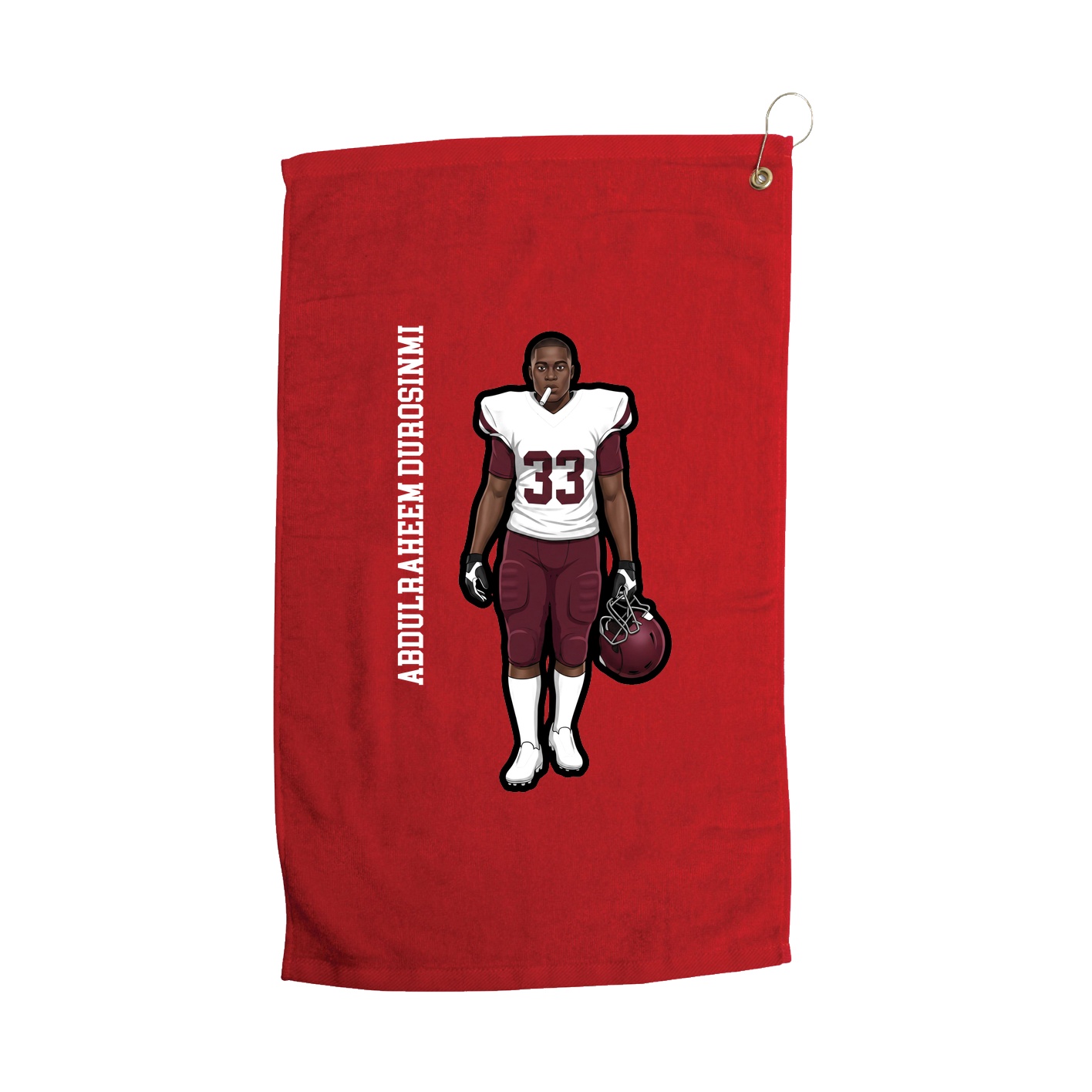 Golf Towel — Name Vertical in Red
