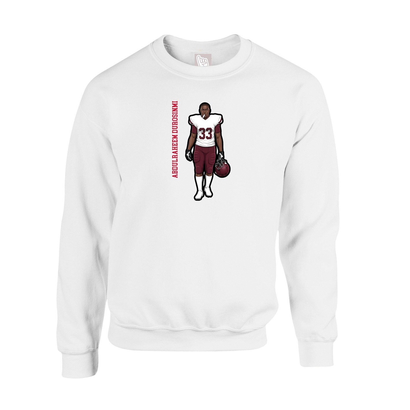 Fleece Crew — Name Vertical in White