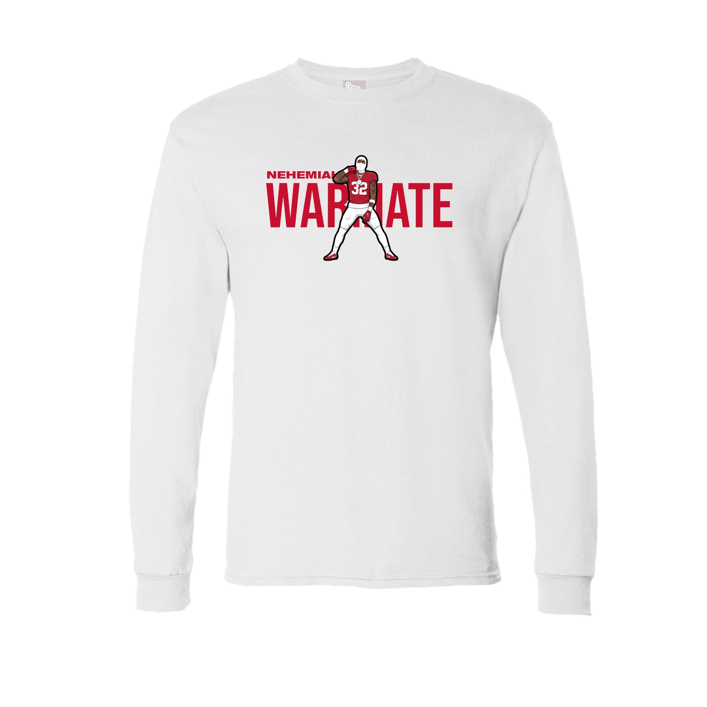 Long Sleeve Tee — Player Name in White
