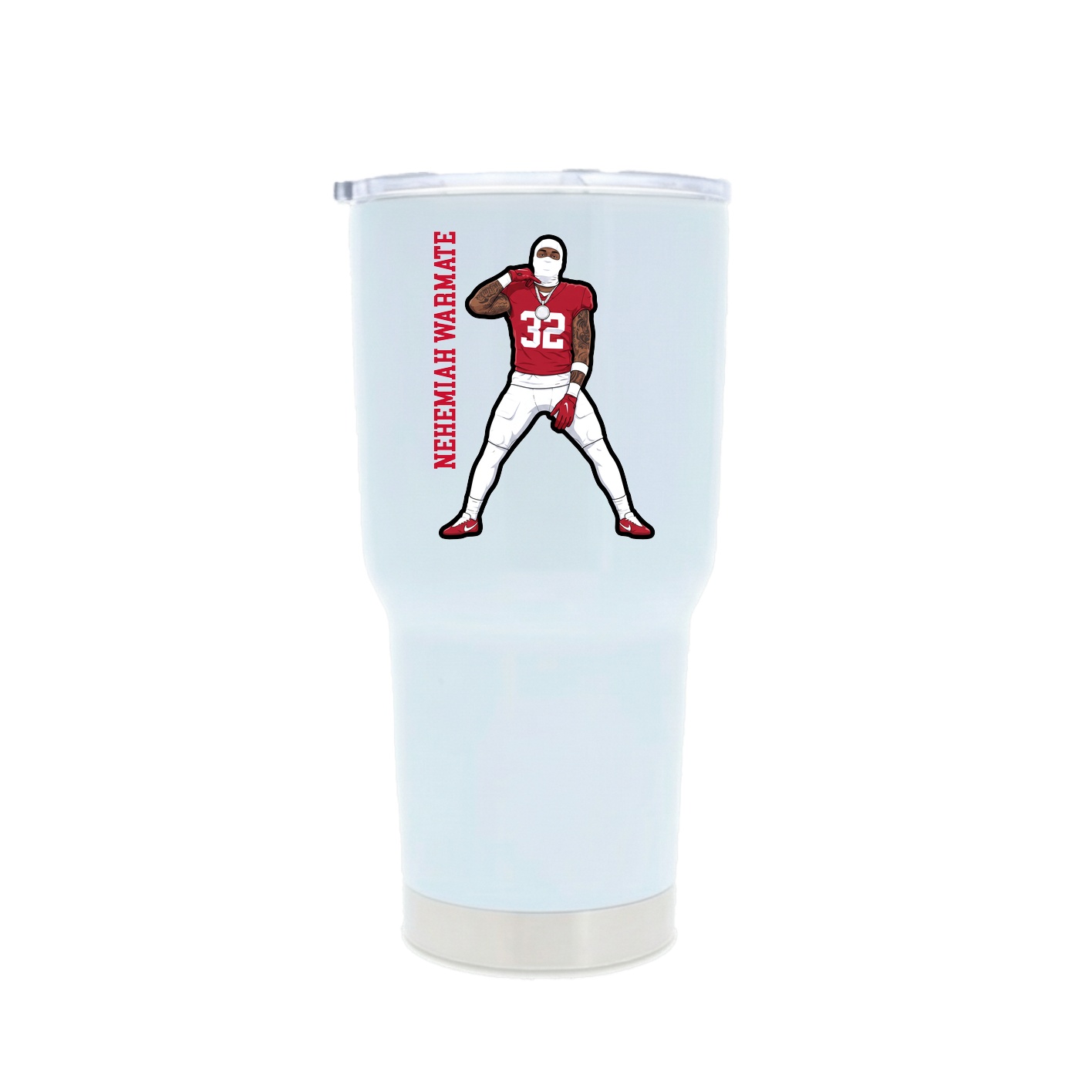 30oz Stainless Steel Tumbler — Name Vertical in White