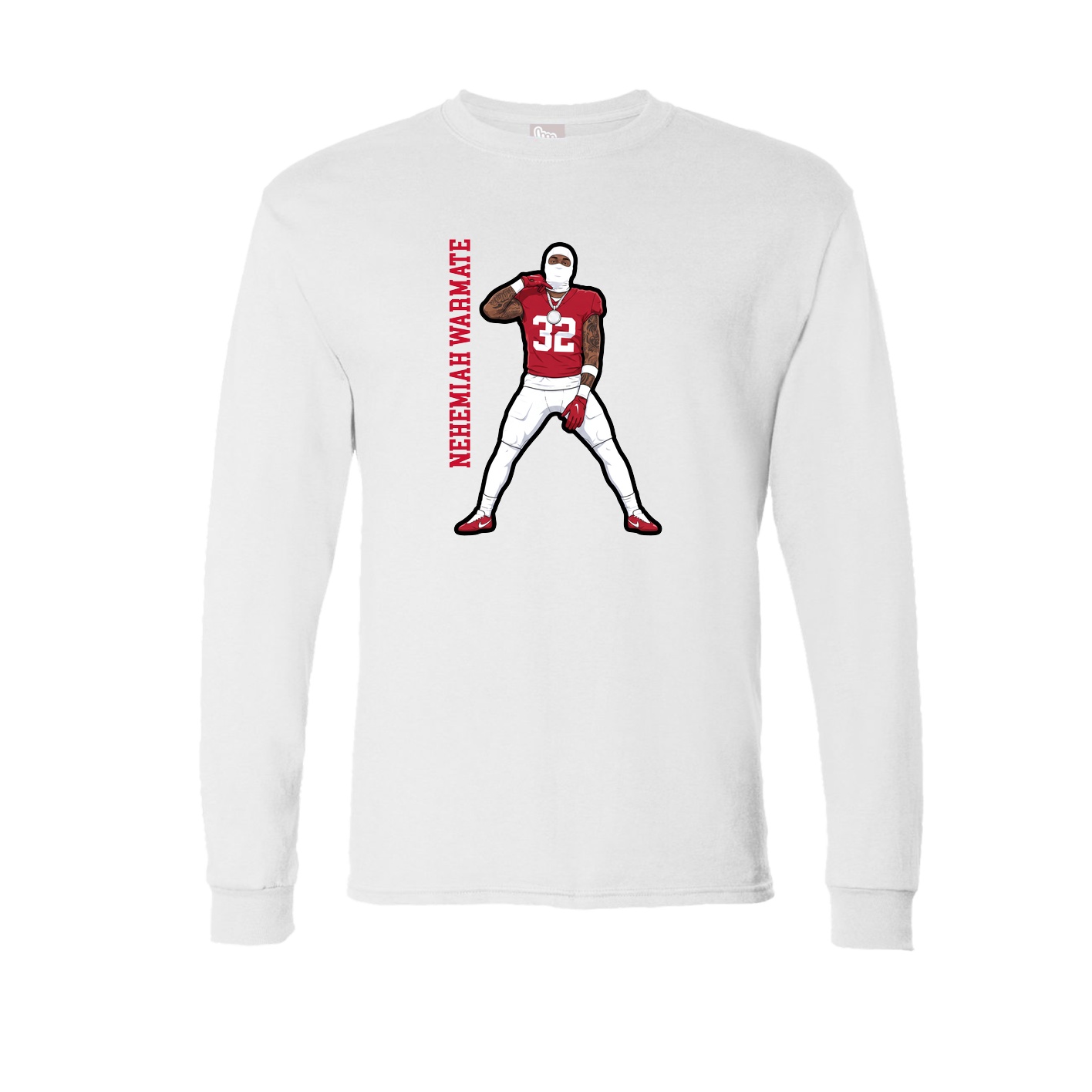 Long Sleeve Tee — Name Vertical in White