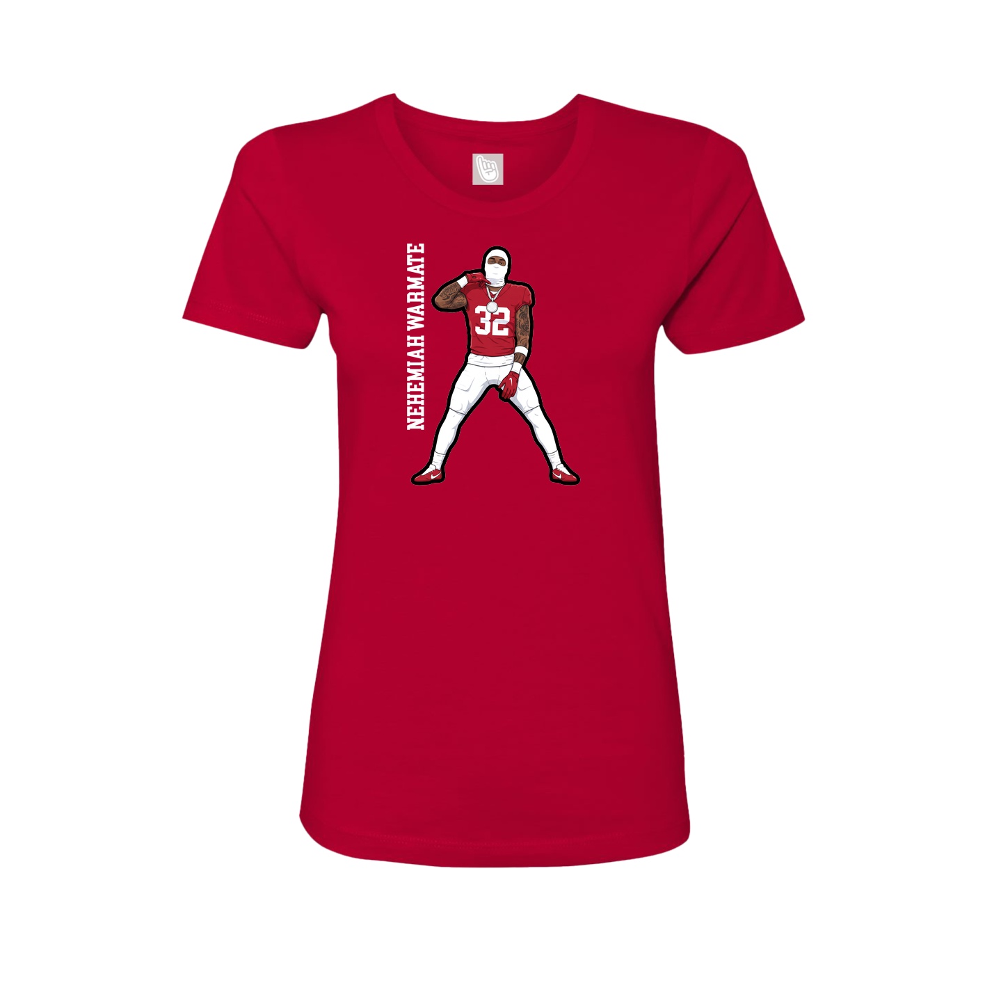 Fitted Women's Tee — Name Vertical in Red