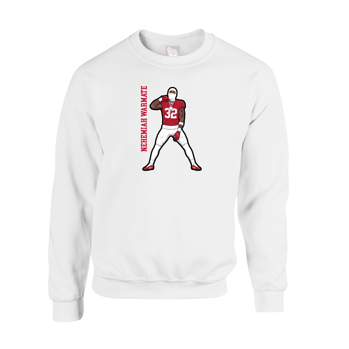 Fleece Crew — Name Vertical in White