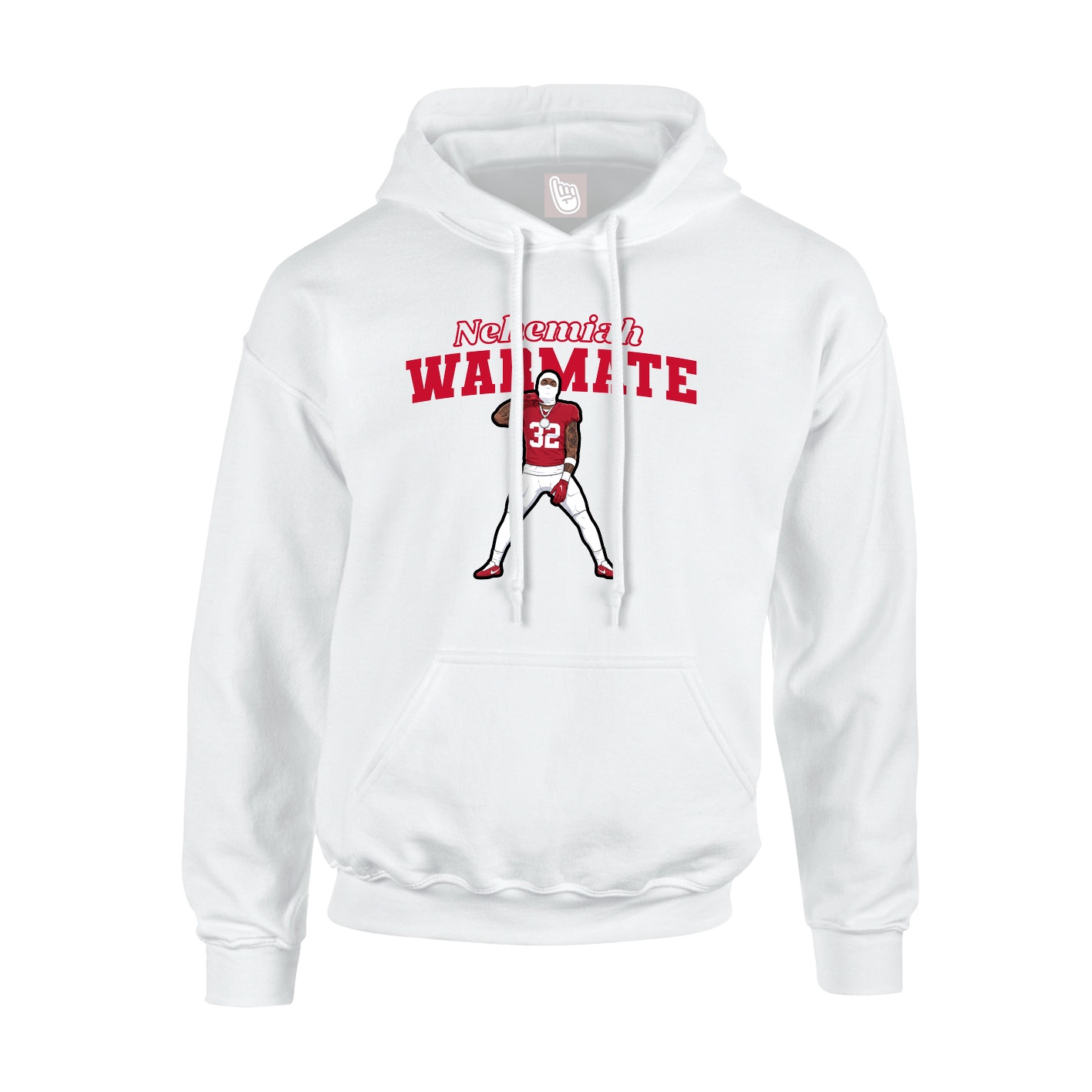 Youth Hoodie — Name Arch in White