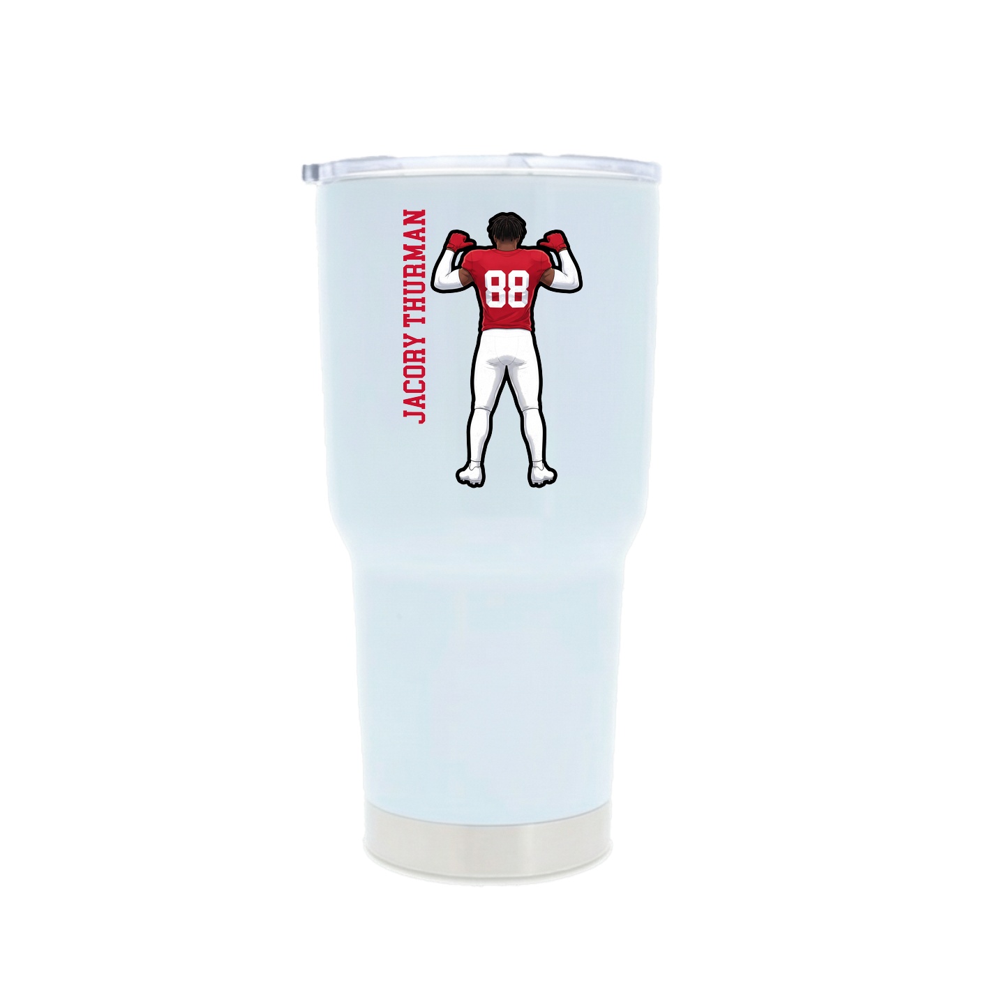 30oz Stainless Steel Tumbler — Name Vertical in White