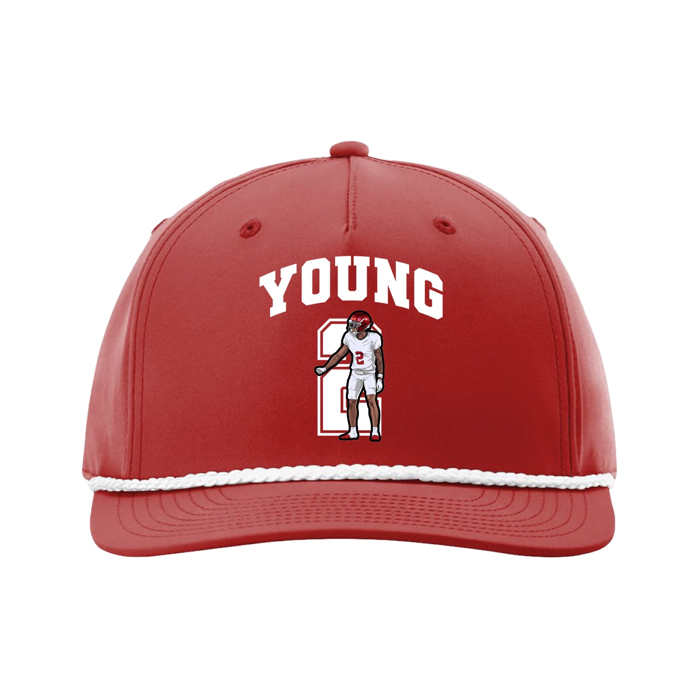Five-Panel Classic Rope Cap — Number in Red