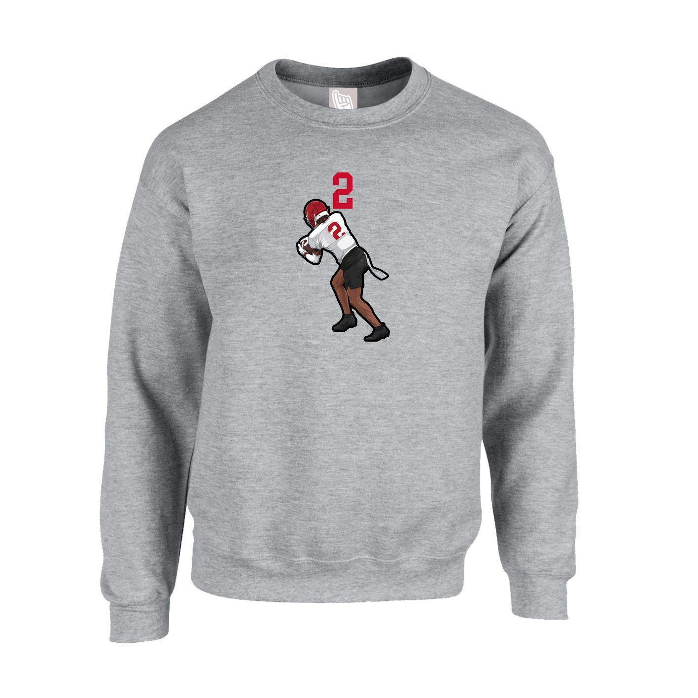 Fleece Crew — Number Top in Grey
