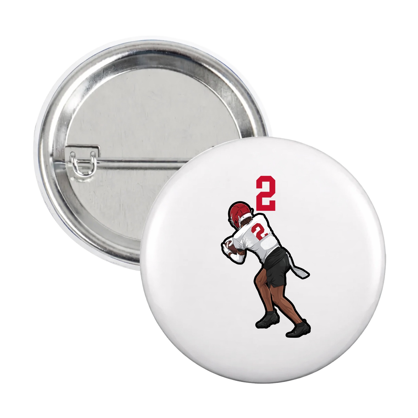 Game Day Button — Number Top in White
