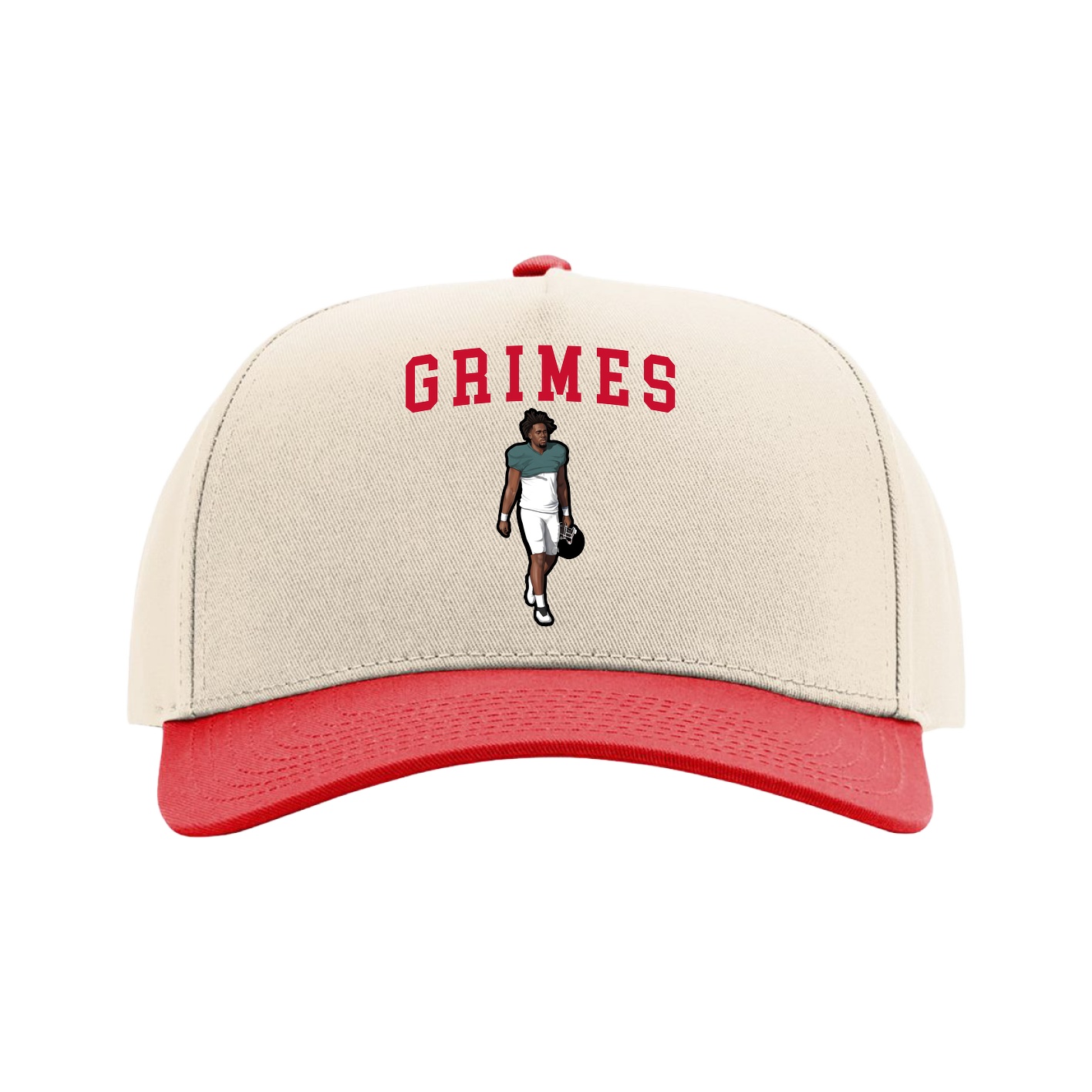 Full Fabric Five-Panel Champ Cap — Shirsey in Cream/Red