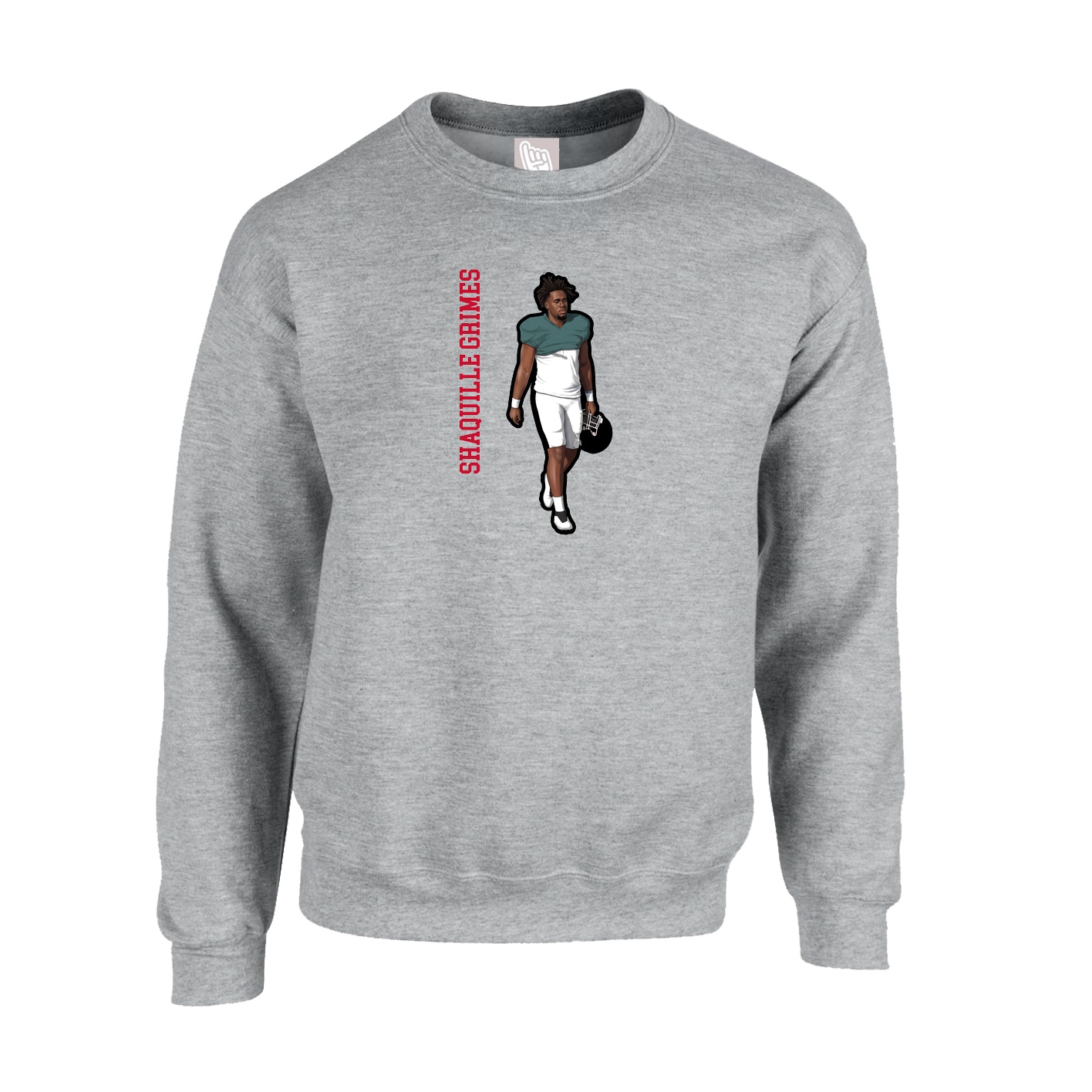 Fleece Crew — Name Vertical in Grey
