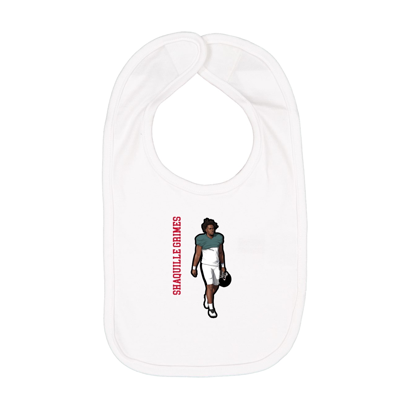 Infant Bib — Name Vertical in White