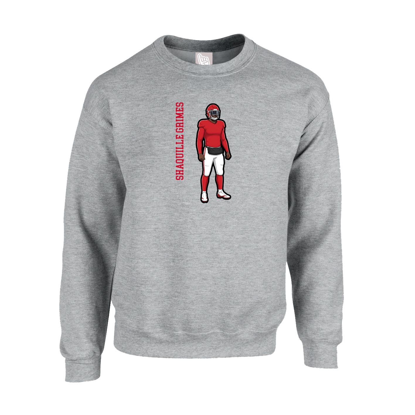 Fleece Crew — Name Vertical in Grey