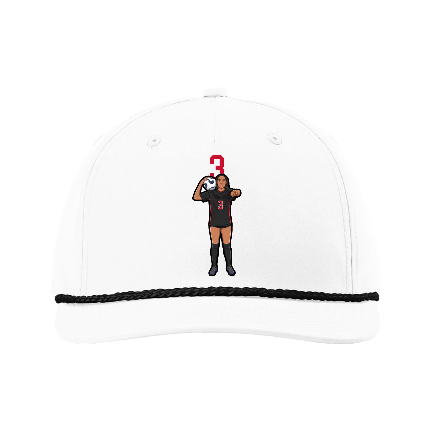 Five-Panel Classic Rope Cap — Number Top in White
