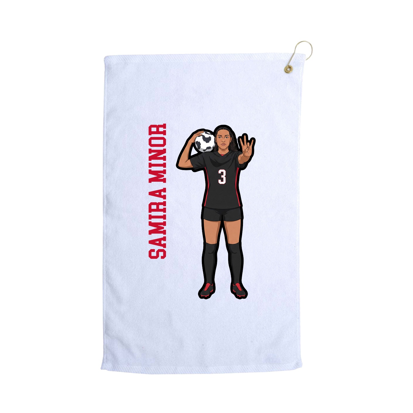 Golf Towel — Name Vertical in White