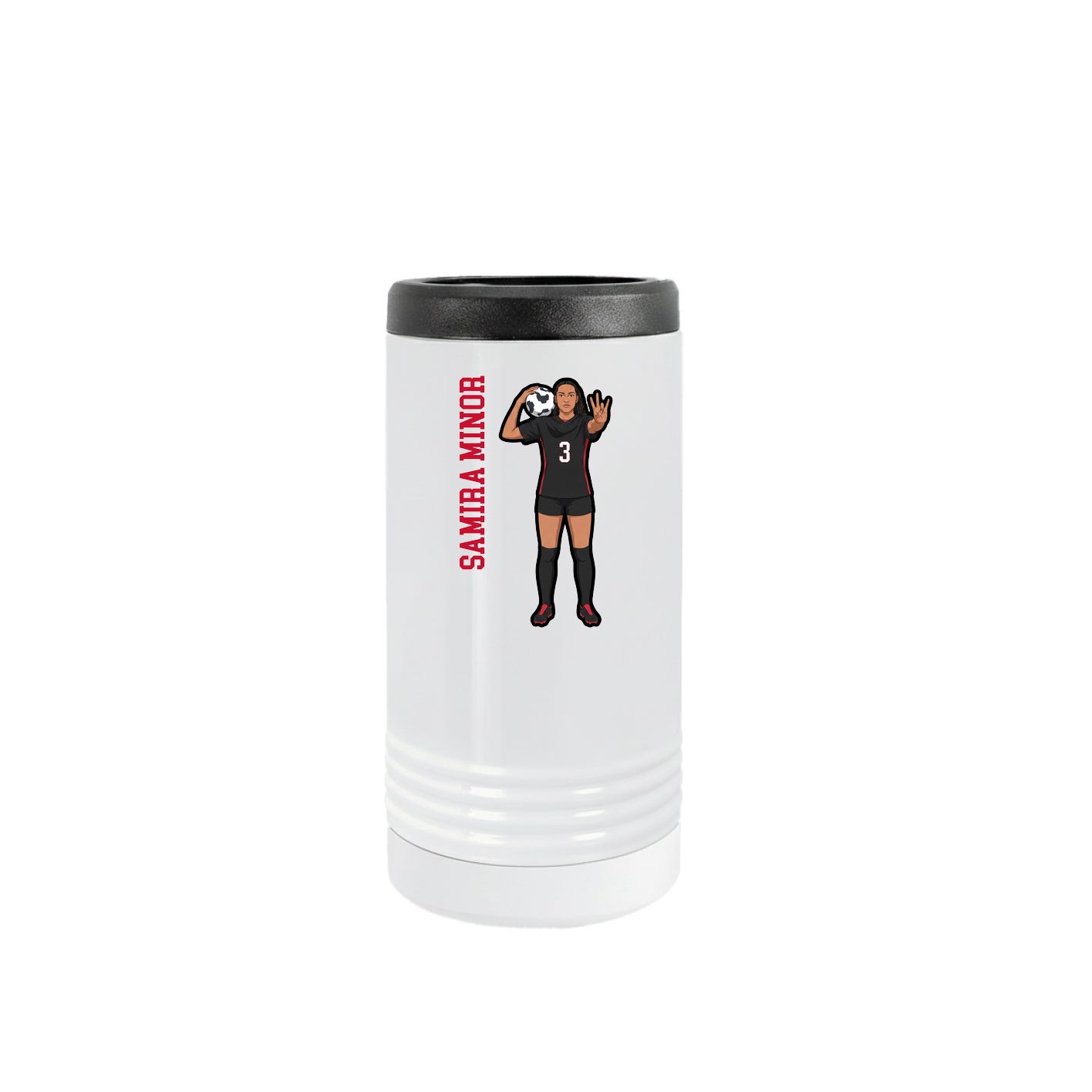 Slim Beverage Holder — Name Vertical in White