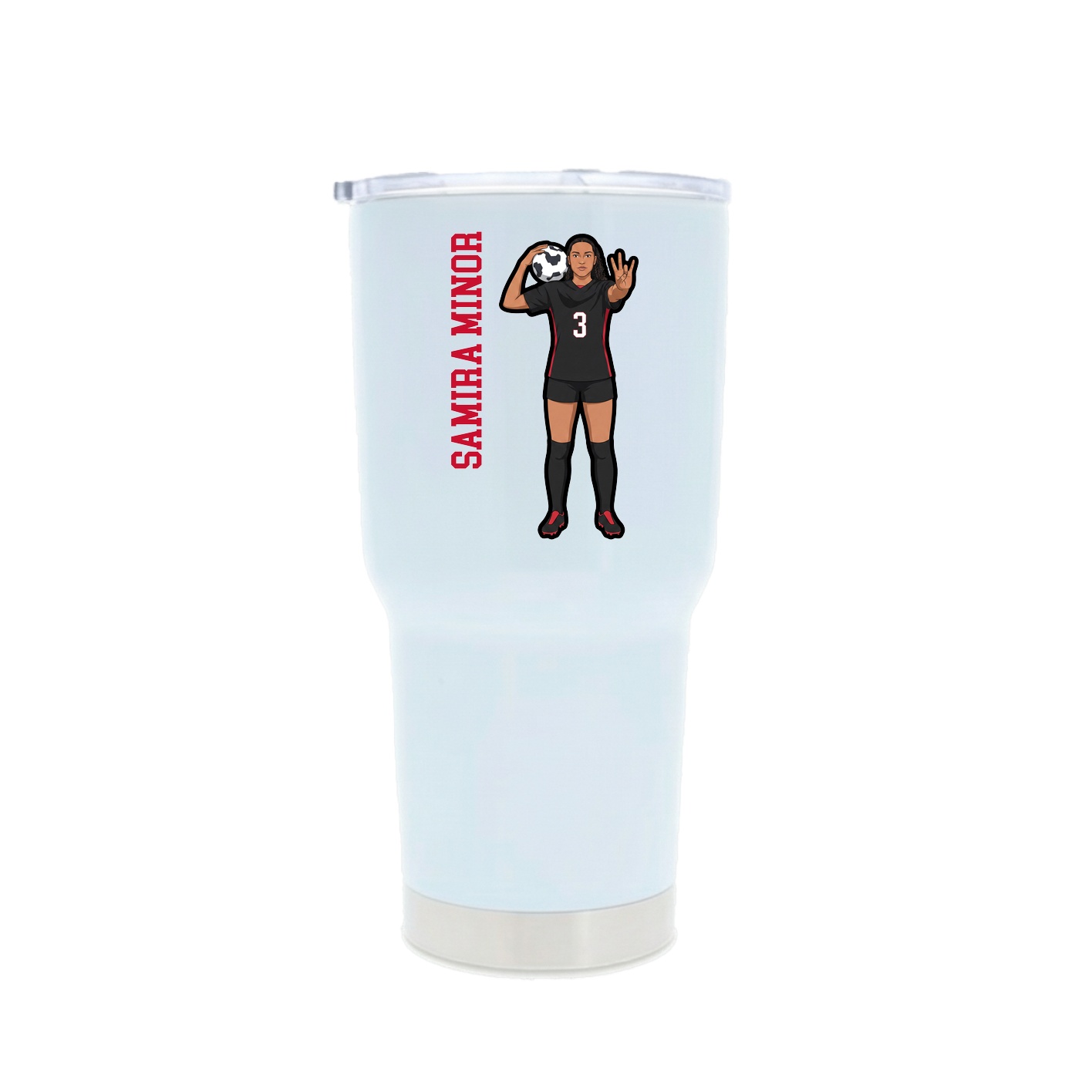 30oz Stainless Steel Tumbler — Name Vertical in White