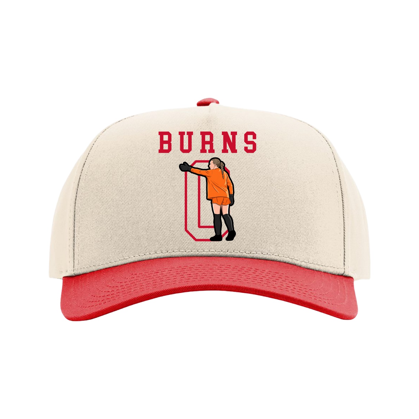 Full Fabric Five-Panel Champ Cap — Shirsey in Cream/Red