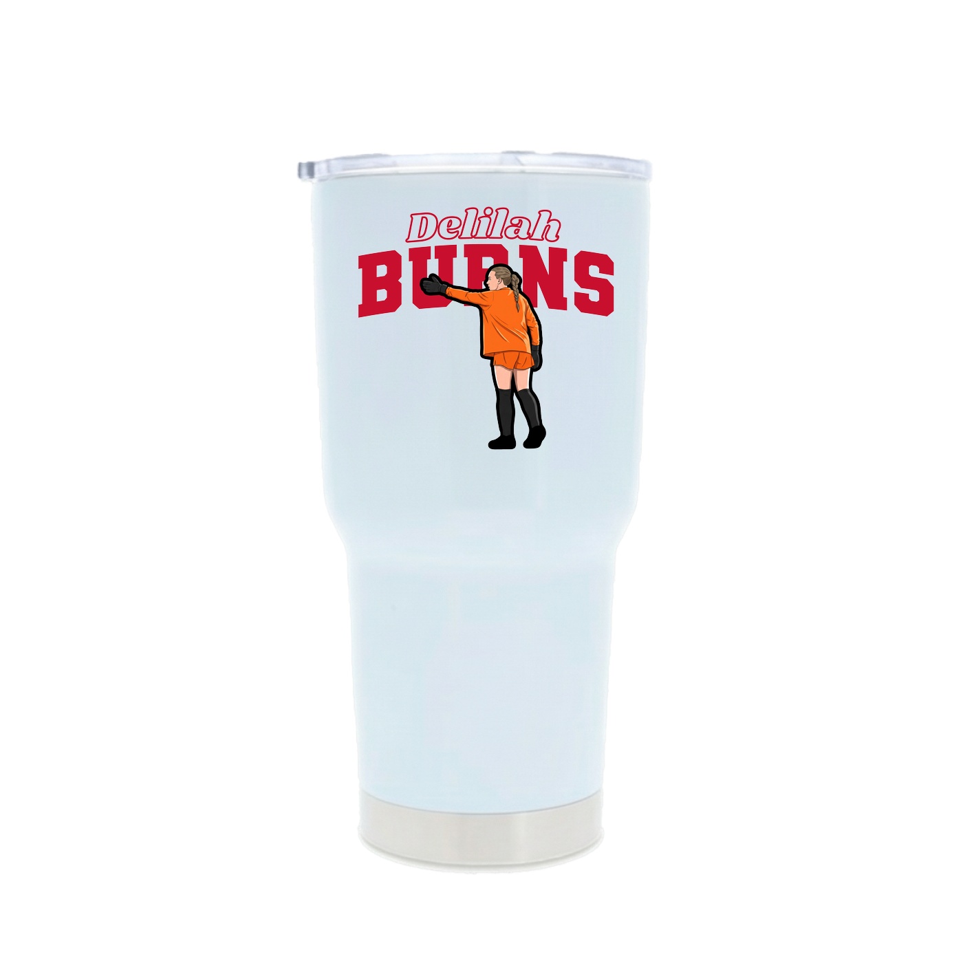 30oz Stainless Steel Tumbler — Name Arch in White