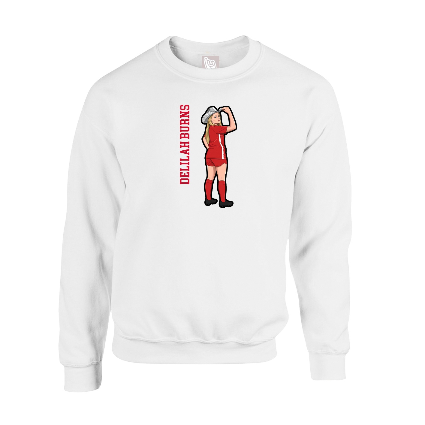 Fleece Crew — Name Vertical in White