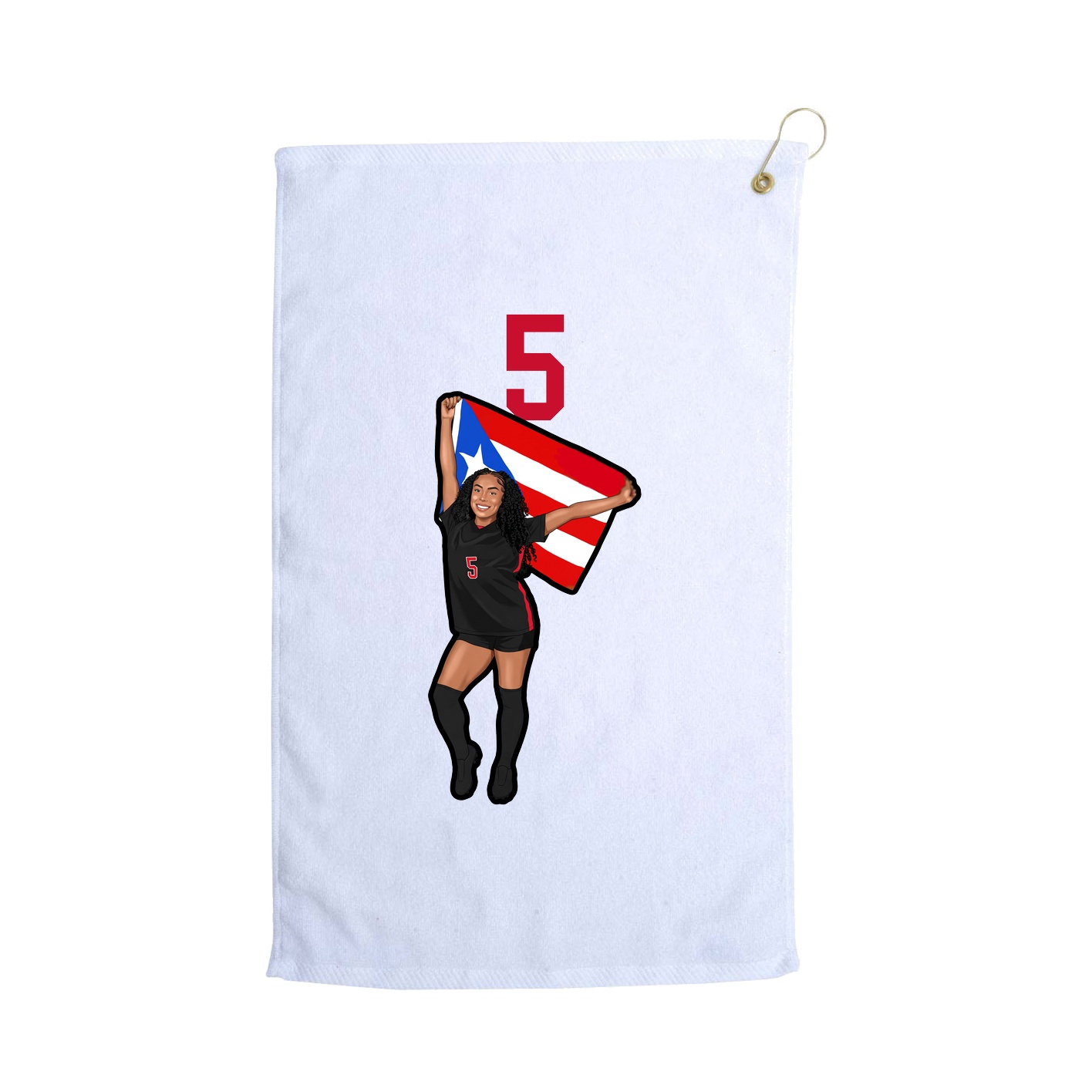 Golf Towel — Number Top in White