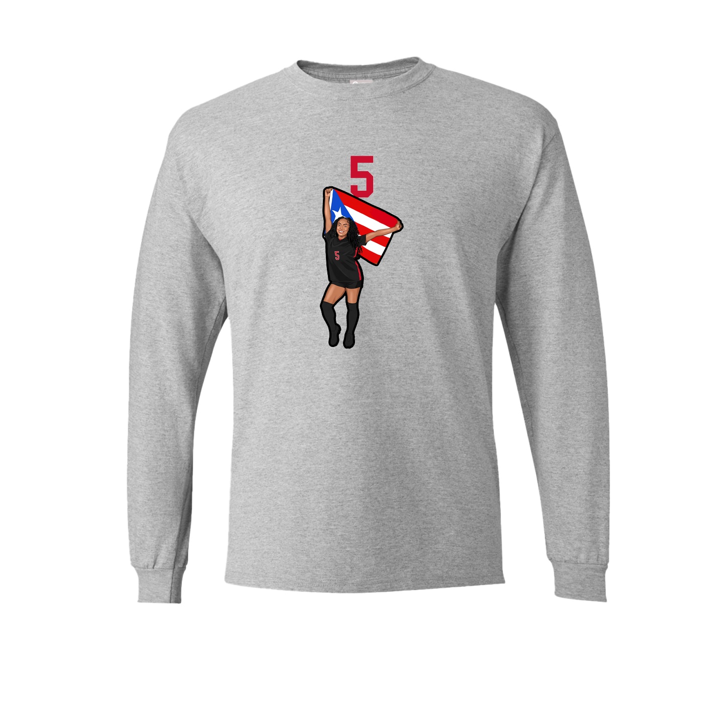 Long Sleeve Tee — Number Top in Grey