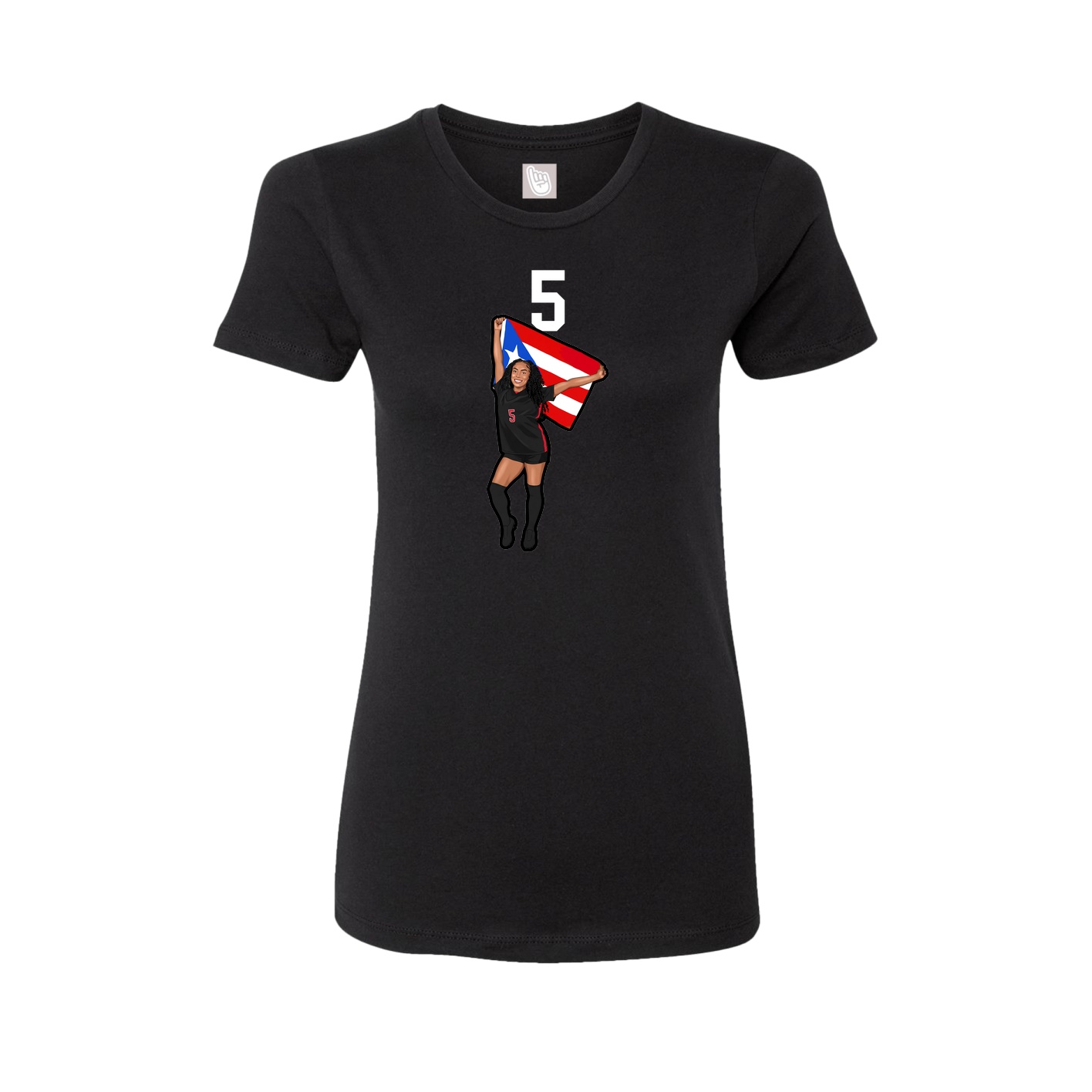 Fitted Women's Tee — Number Top in Black