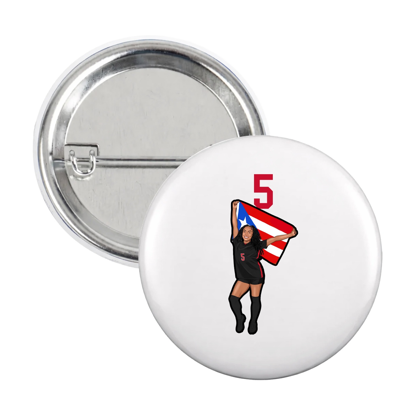 Game Day Button — Number Top in White