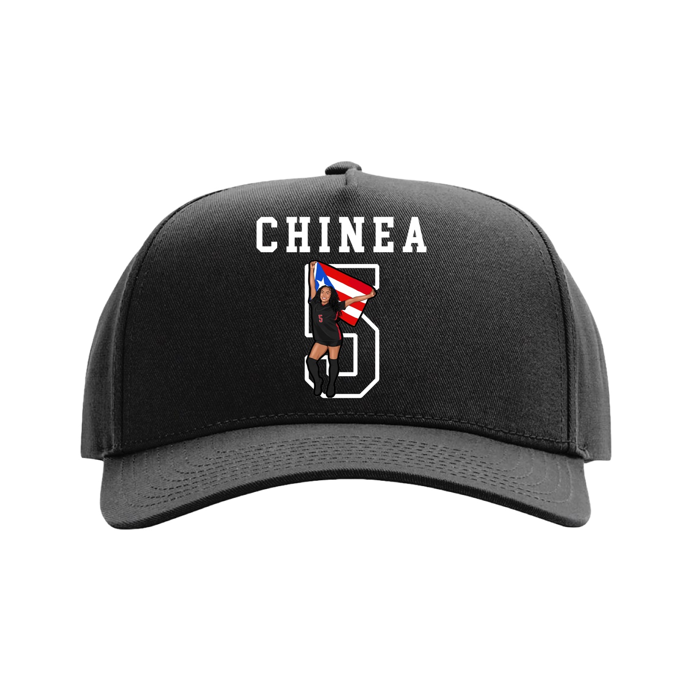 Full Fabric Five-Panel Champ Cap — Shirsey in Black