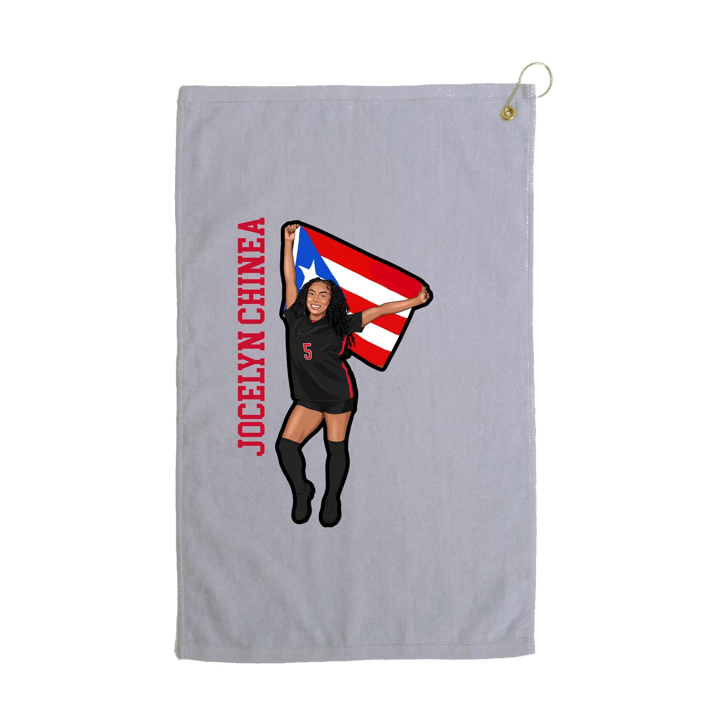 Golf Towel — Name Vertical in Grey