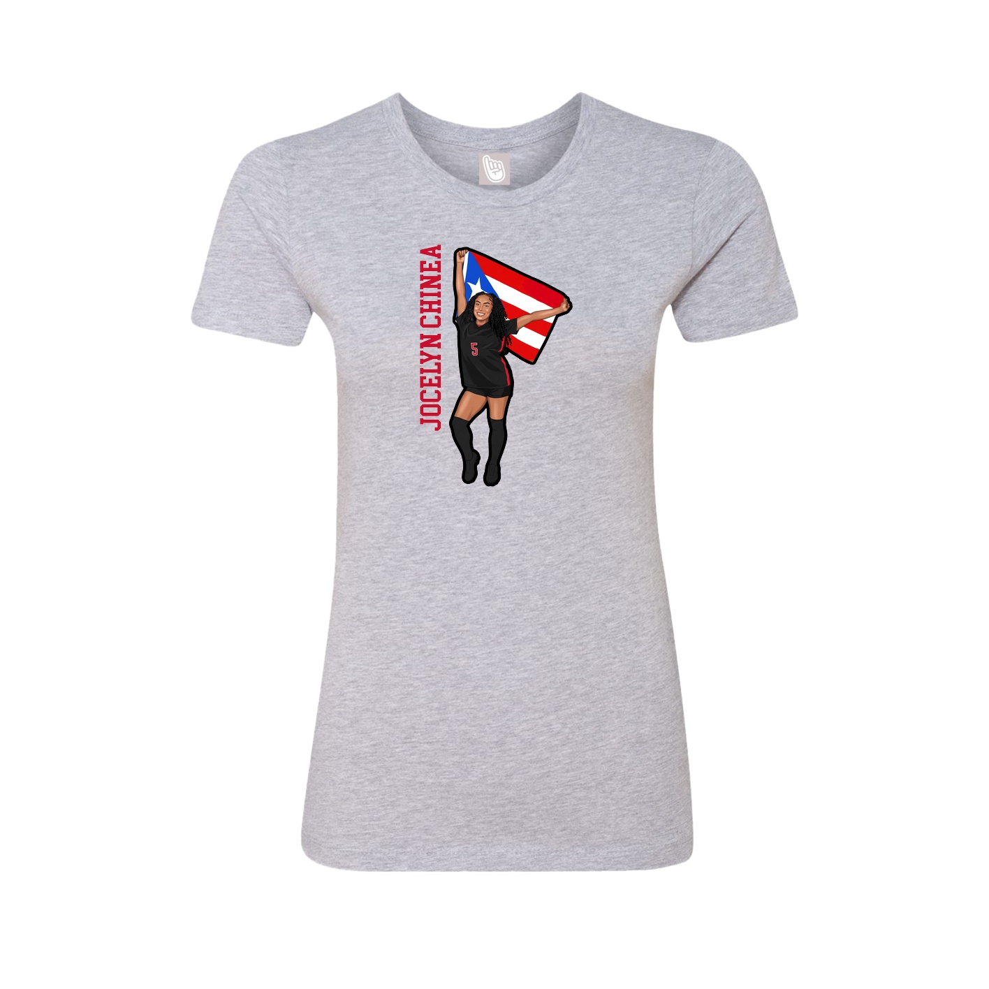Fitted Women's Tee — Name Vertical in Grey
