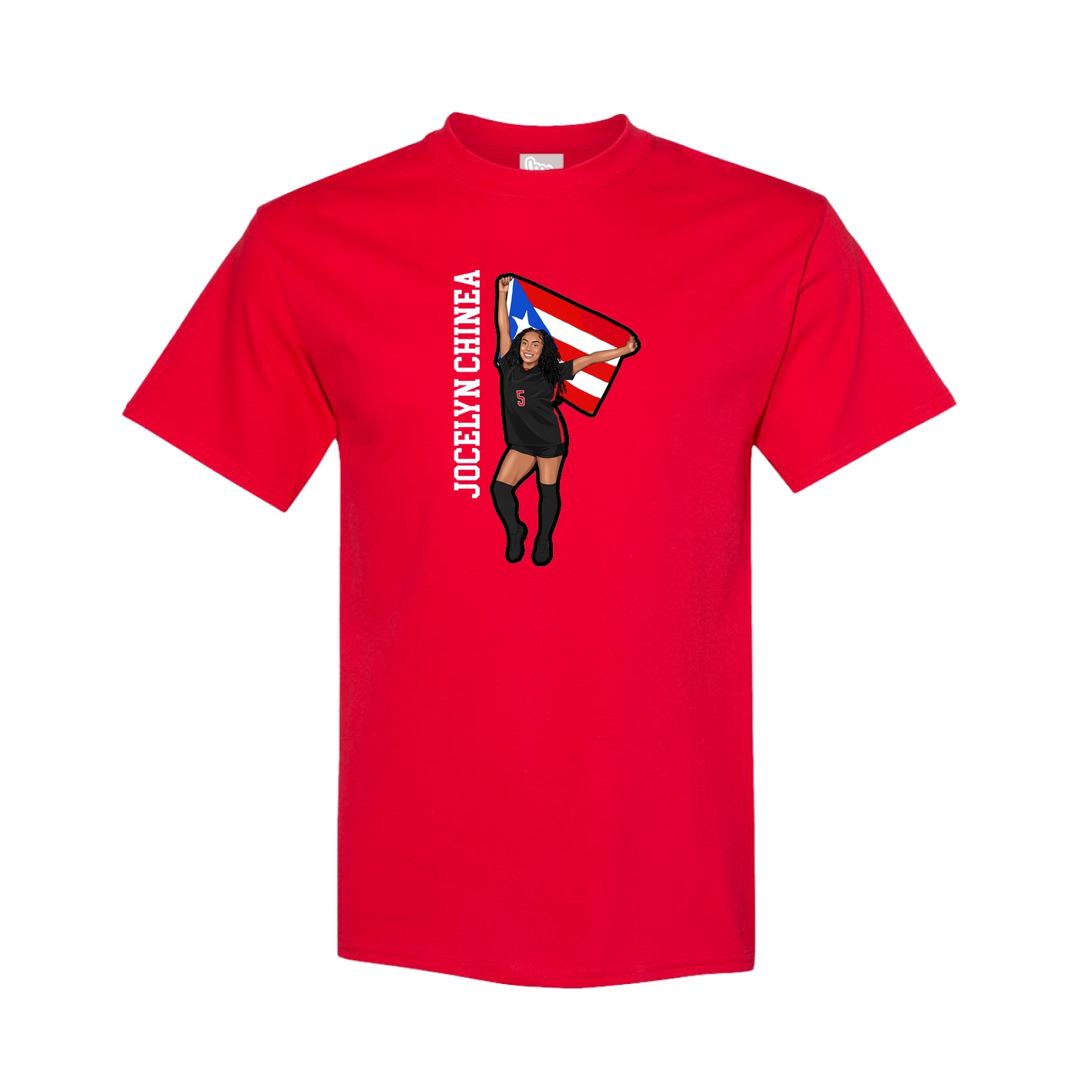 Youth Tee — Name Vertical in Red