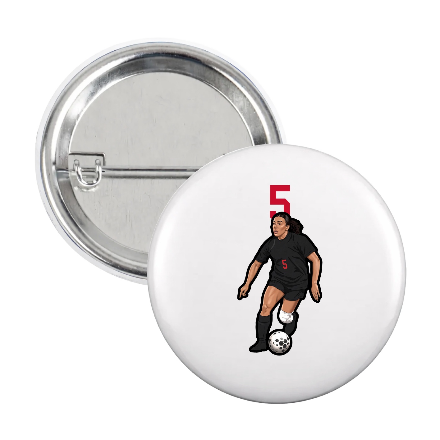 Game Day Button — Number Top in White