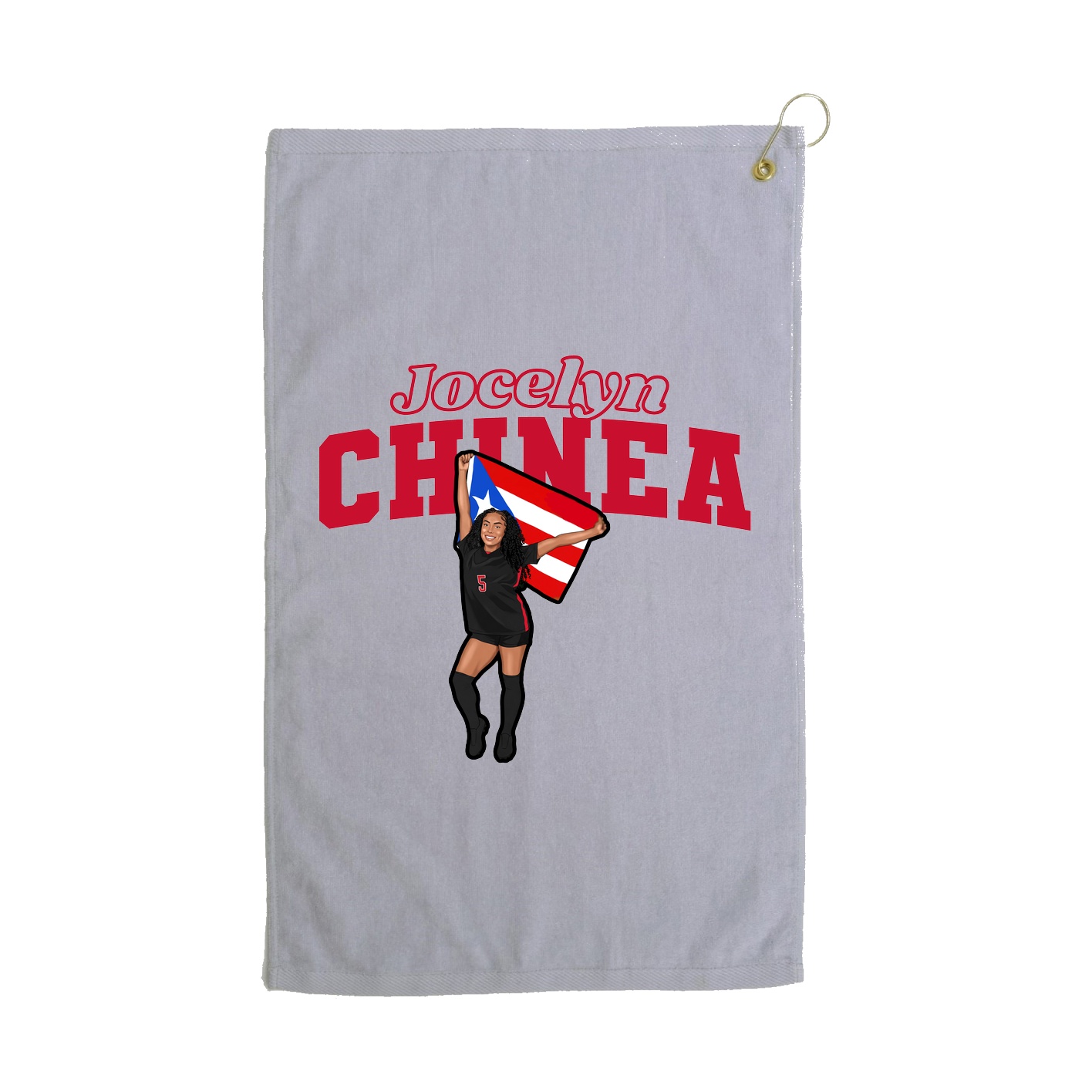 Golf Towel — Name Arch in Grey