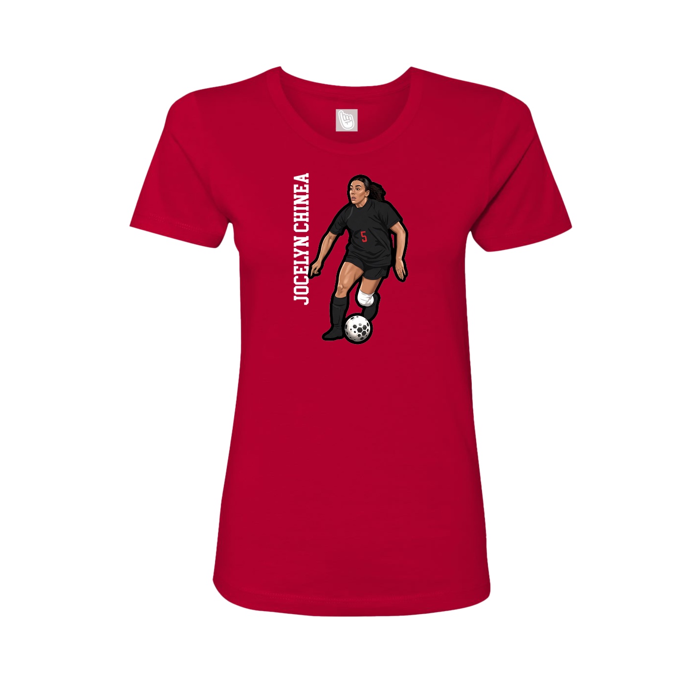 Fitted Women's Tee — Name Vertical in Red