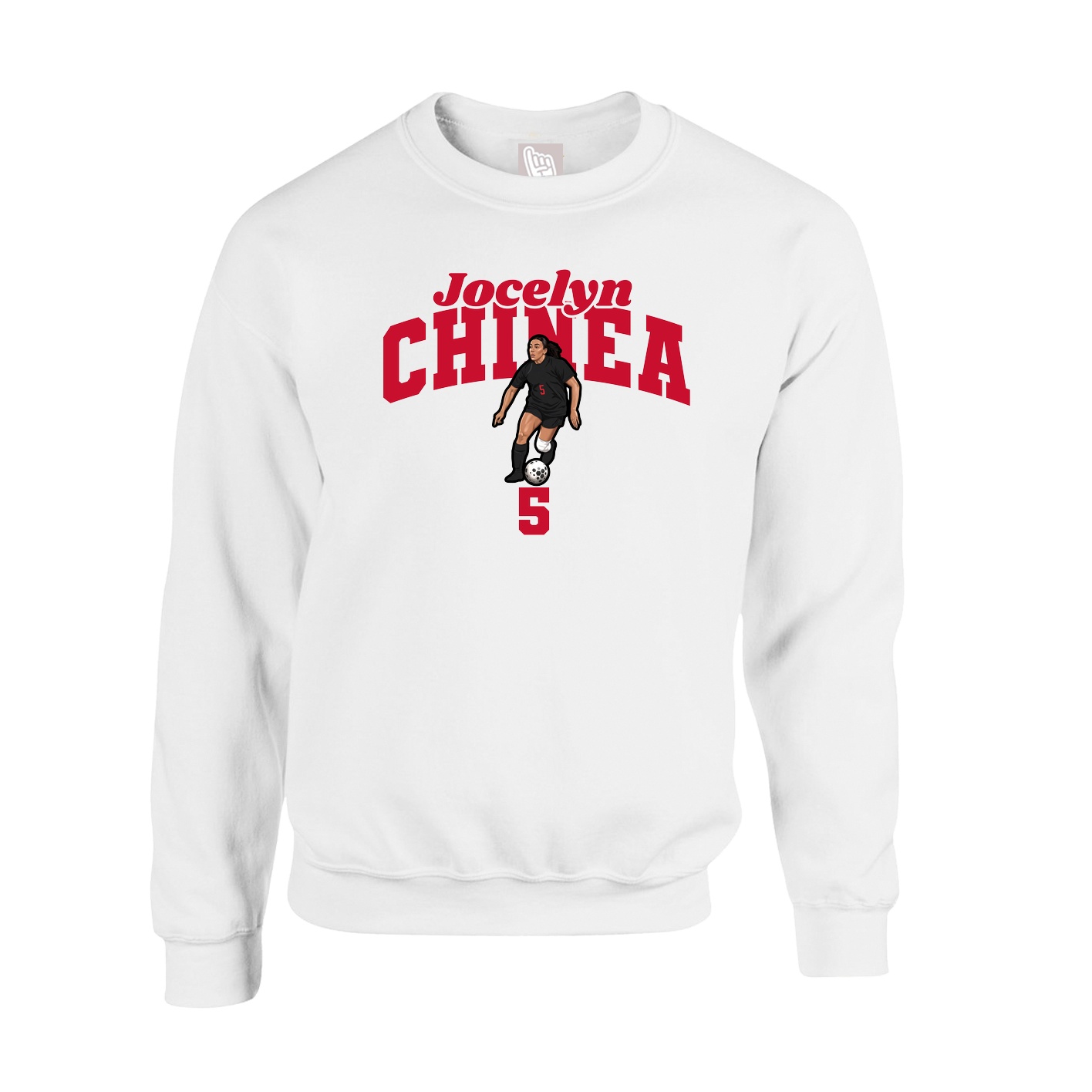 Fleece Crew — Signature Arch in White
