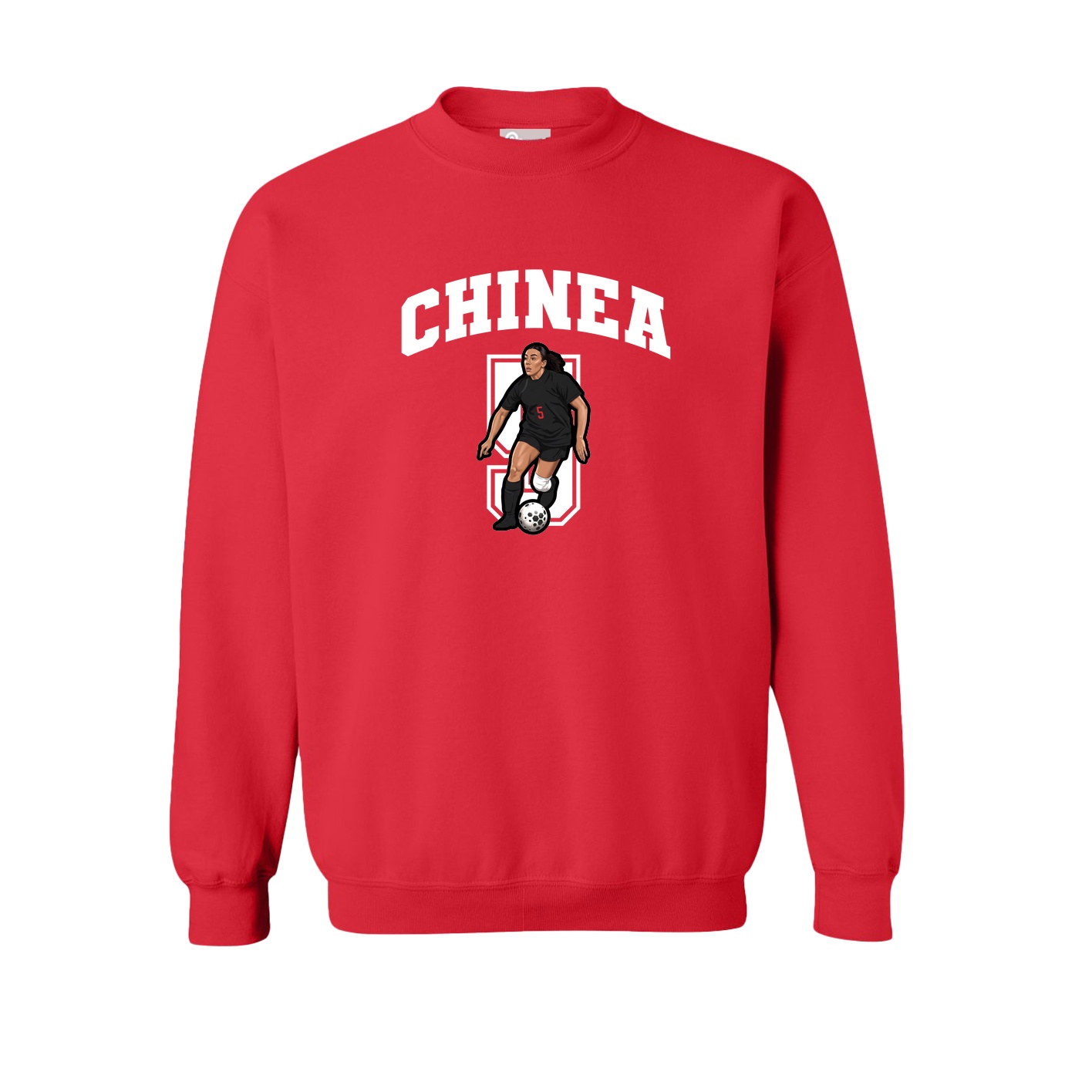 Fleece Crew — Number in Red
