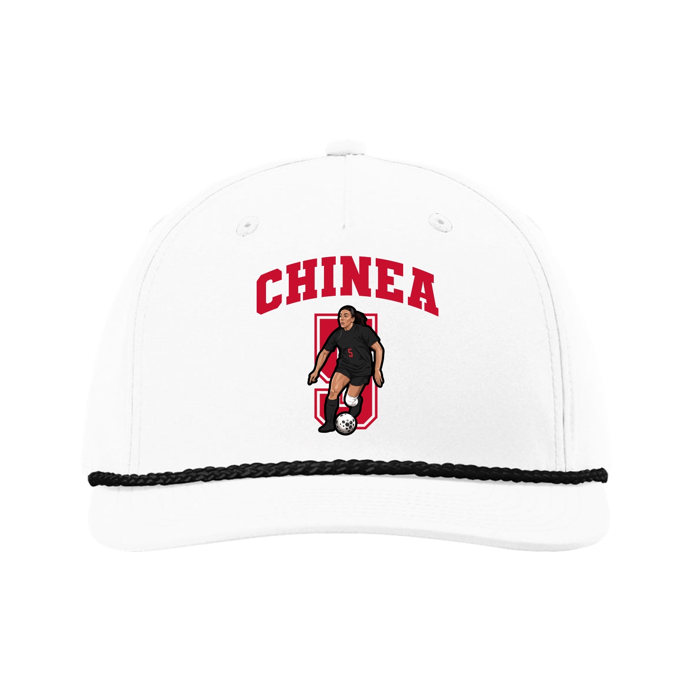 Five-Panel Classic Rope Cap — Number in White