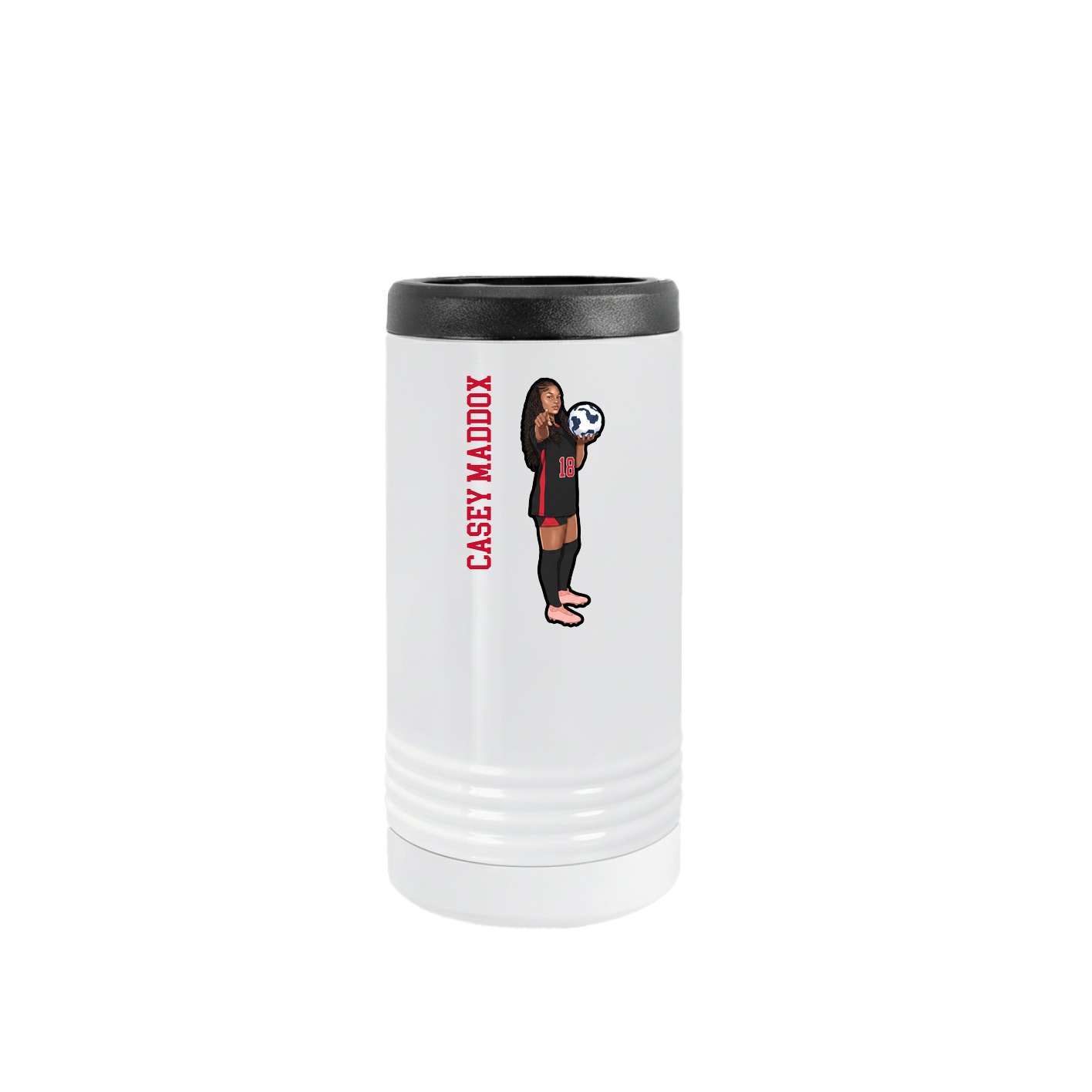 Slim Beverage Holder — Name Vertical in White