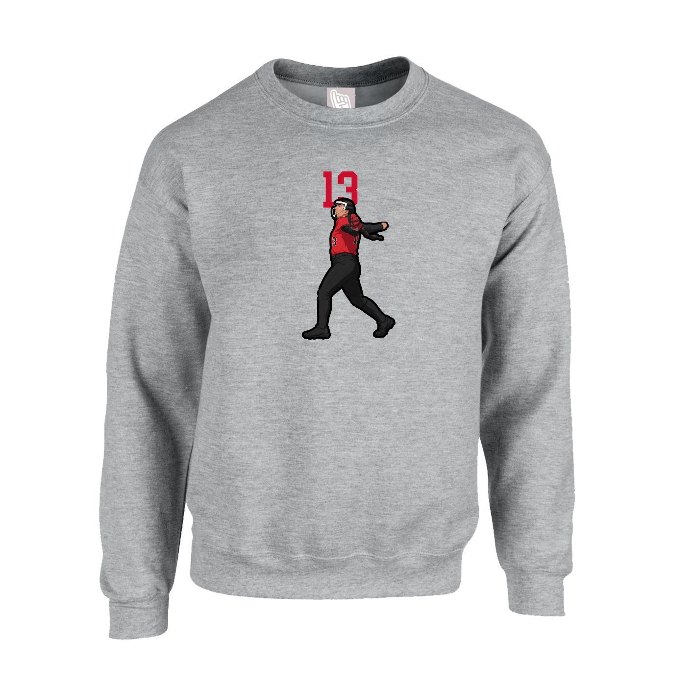 Fleece Crew — Number Top in Grey