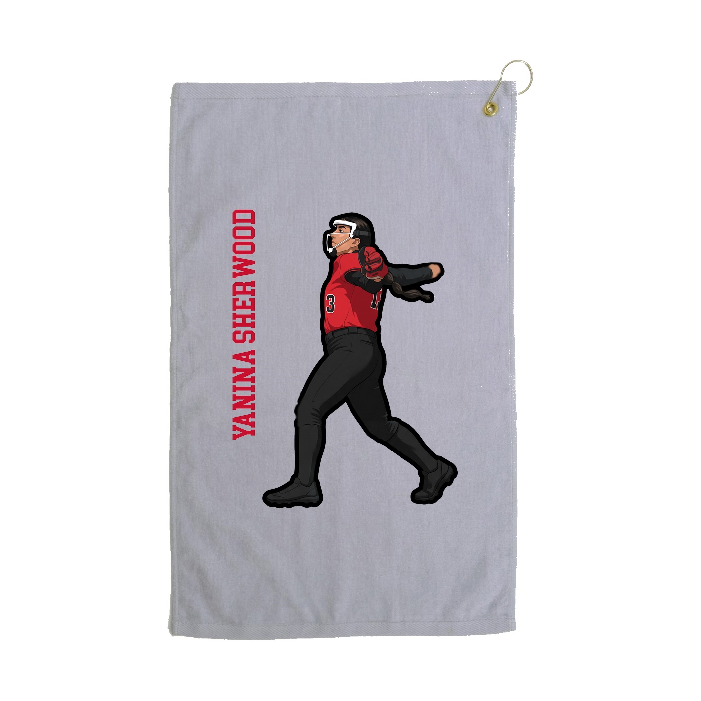 Golf Towel — Name Vertical in Grey