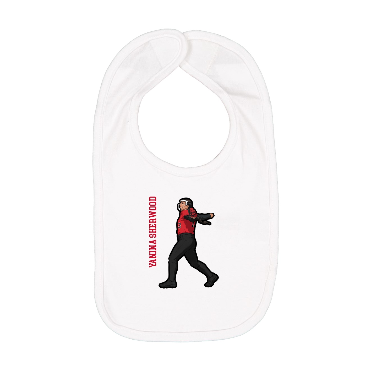 Infant Bib — Name Vertical in White