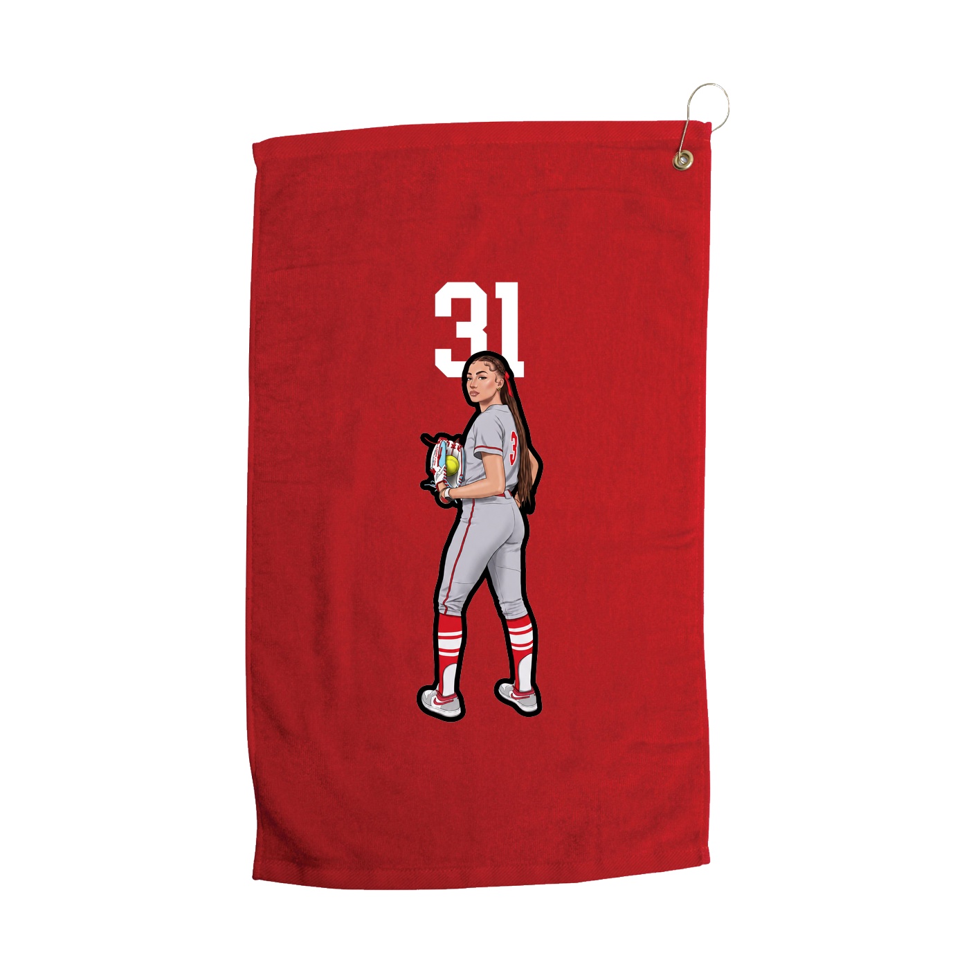 Golf Towel — Number Top in Red