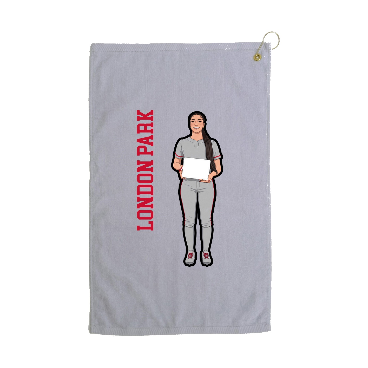 Golf Towel — Name Vertical in Grey
