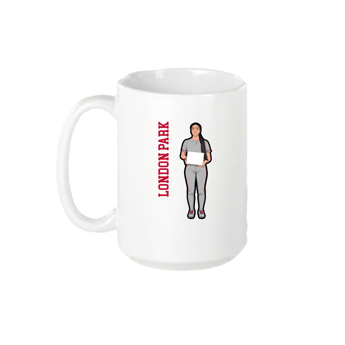 15oz Coffee Mug — Name Vertical in White