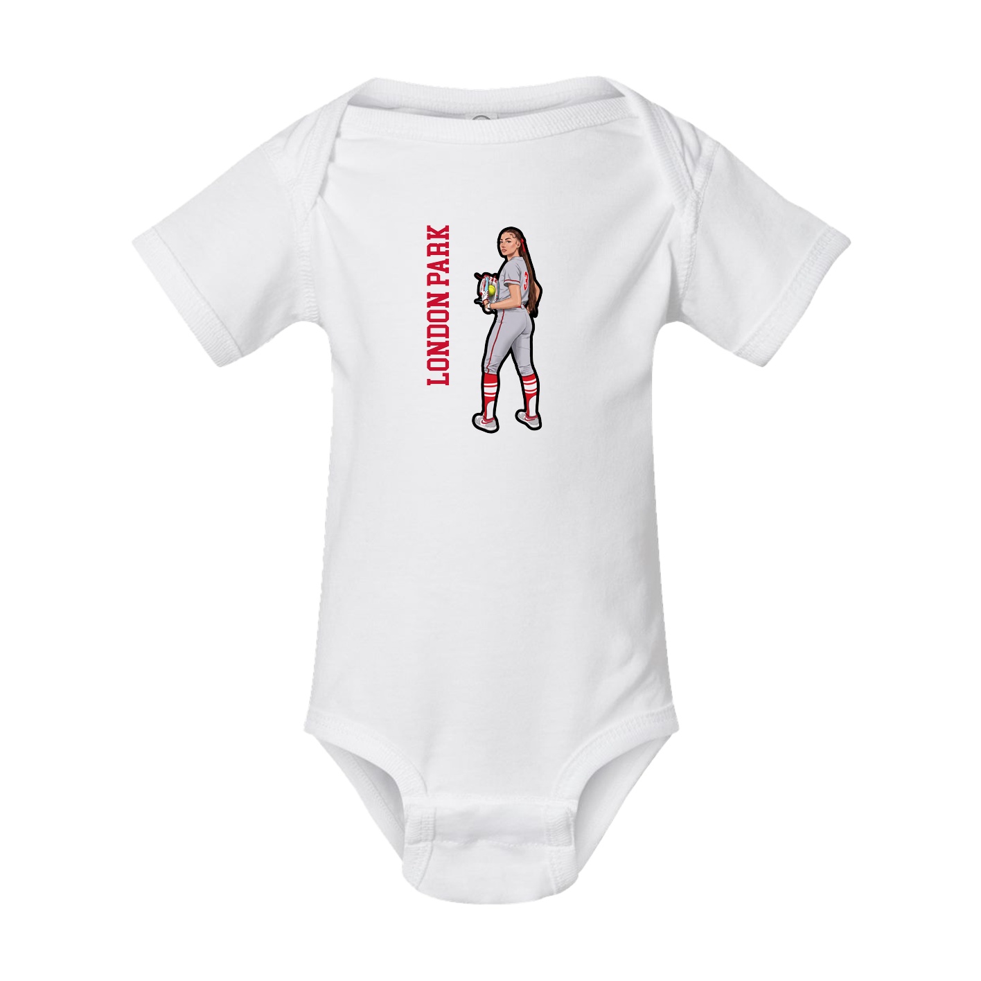 Baby Onesie — Name Vertical in White