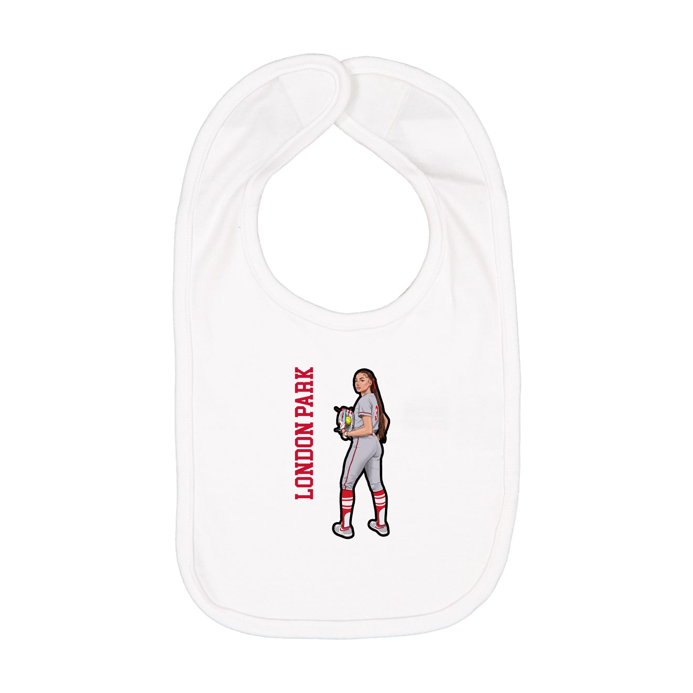 Infant Bib — Name Vertical in White